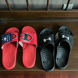 Champion Kids Red and Black Slide Sandals